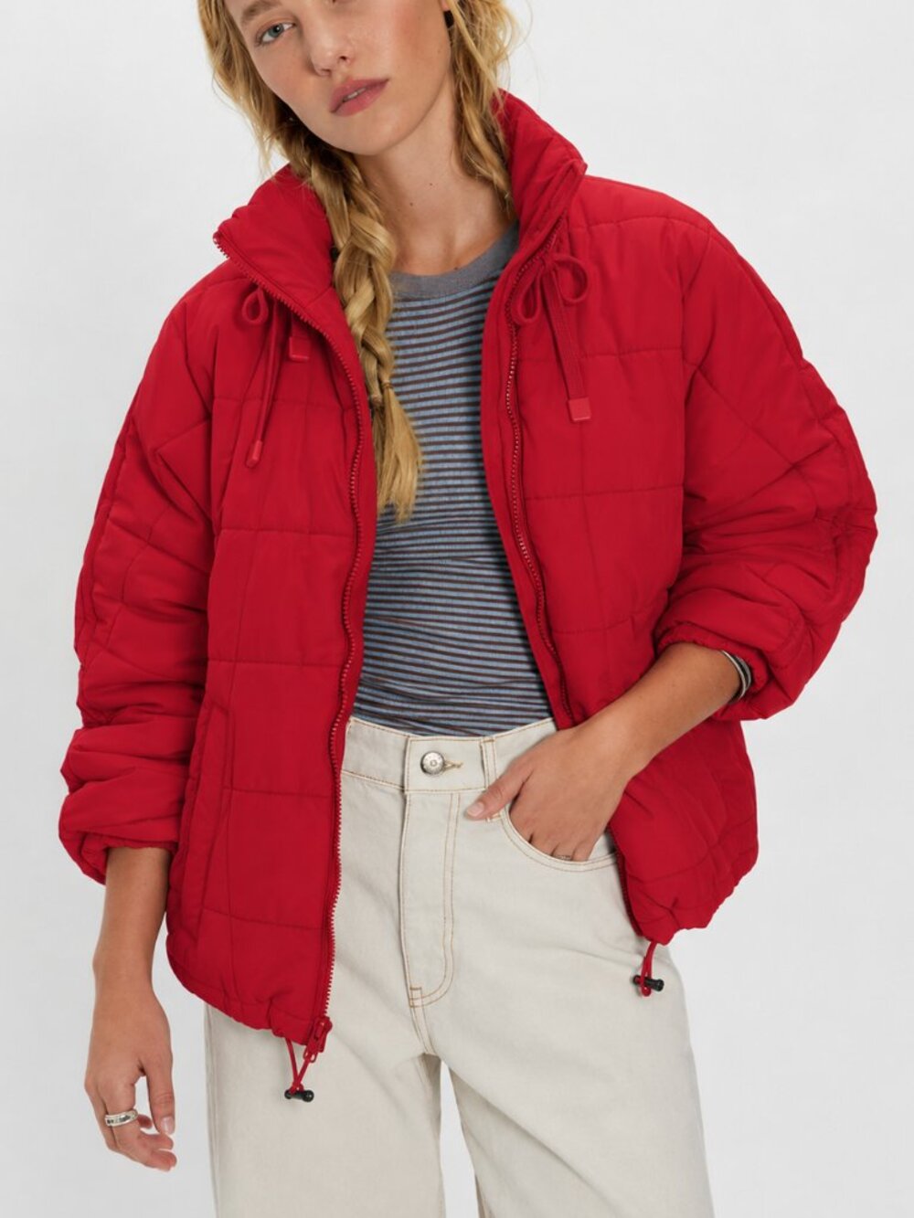 NWT Dress Forum Red Puffer Jacket Full Zip Large
